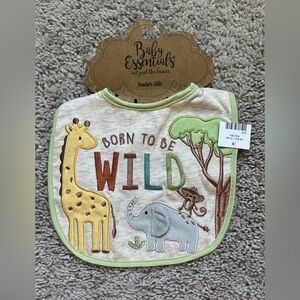 Baby Essentials Born to Be Wild Bib - Cream, Green, Yellow